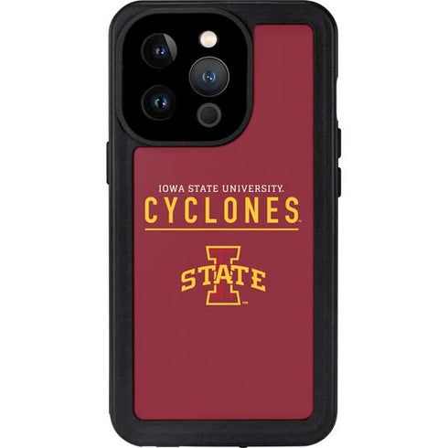 Iowa State University Athletic Text iPhone 15 Pro Waterproof Case